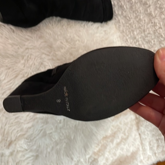 Aquatalia Tall Quilted Black Wedge Heel Boots - Picture 12 of 13